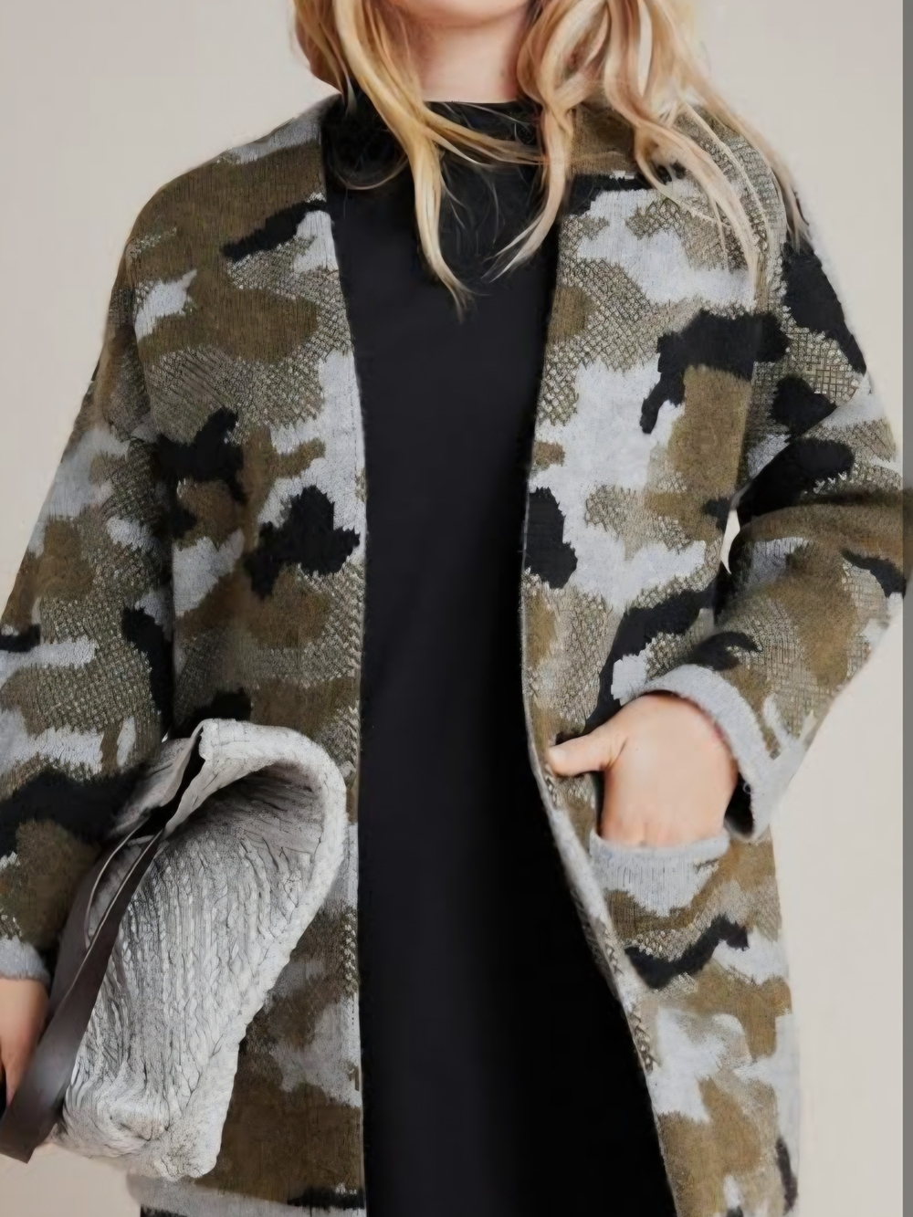 Anthropologie Olive Camo Open-Front Cardigan, Size Xs. Used Great Condition.